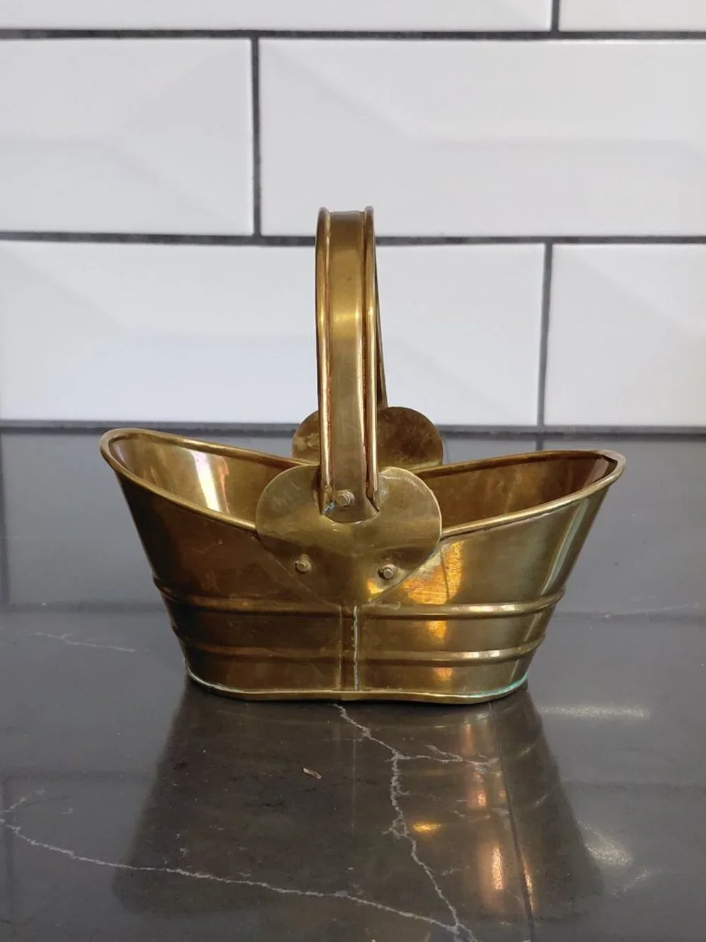 Small Vintage Brass Basket